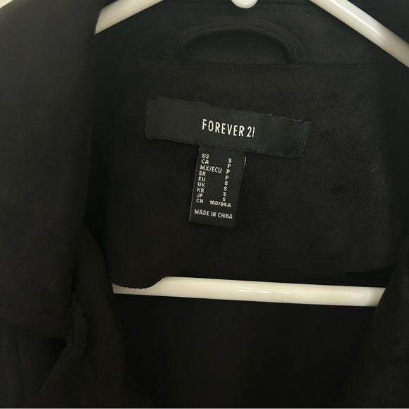 Women’s Forever 21 Black Moto Jacket, Faux Suede, Size Small - Picture 5 of 8